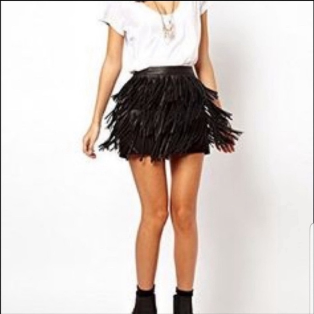 Leather fringe skirt Zara basic s